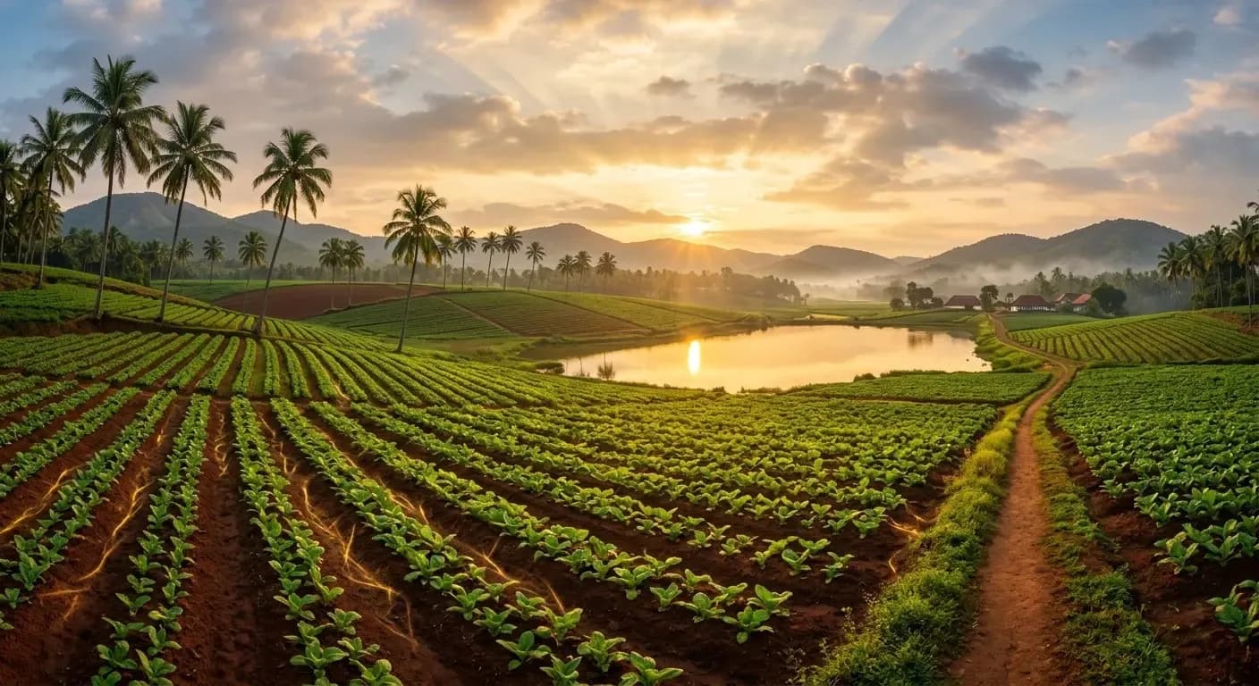 Placeholder stock photo of rich farmland and red soil